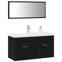 Set di Mobili per Bagno 3 Pezzi  Rovere Nero Legno Ingegnerizzato 3334339
