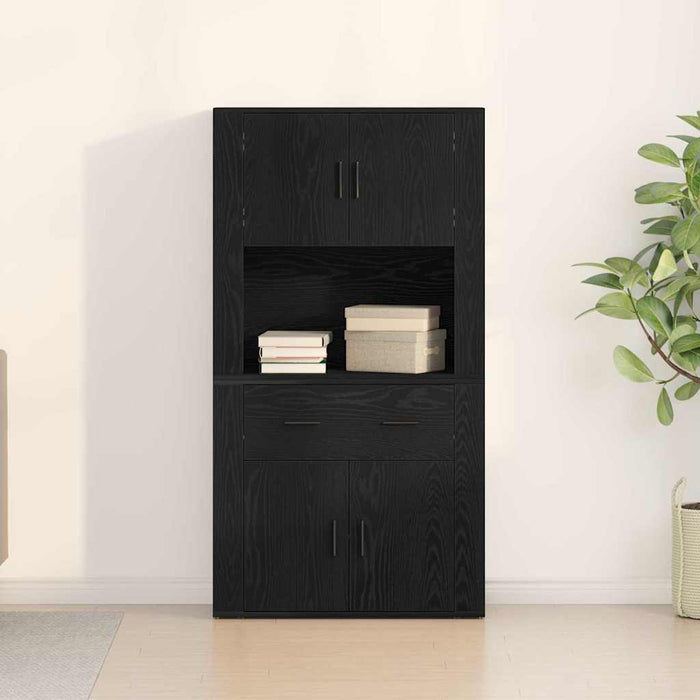 Highboard in rovere nero 80x33x150 cm Legno ingegnerizzato 3334342