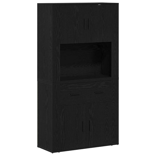 Highboard in rovere nero 80x33x150 cm Legno ingegnerizzato 3334342