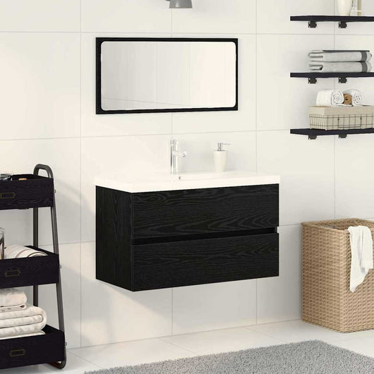 Set di mobili da bagno in rovere nero 3334352