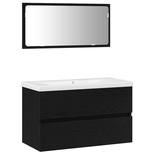 Set di mobili da bagno in rovere nero 3334352