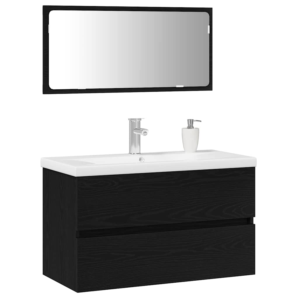 Set di mobili da bagno in rovere nero 3334352