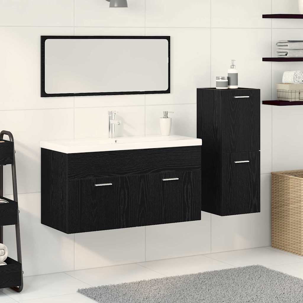Set di Mobili da Bagno 4 pcs Rovere Nero 90 x 38,5 x 50 cm 3334353