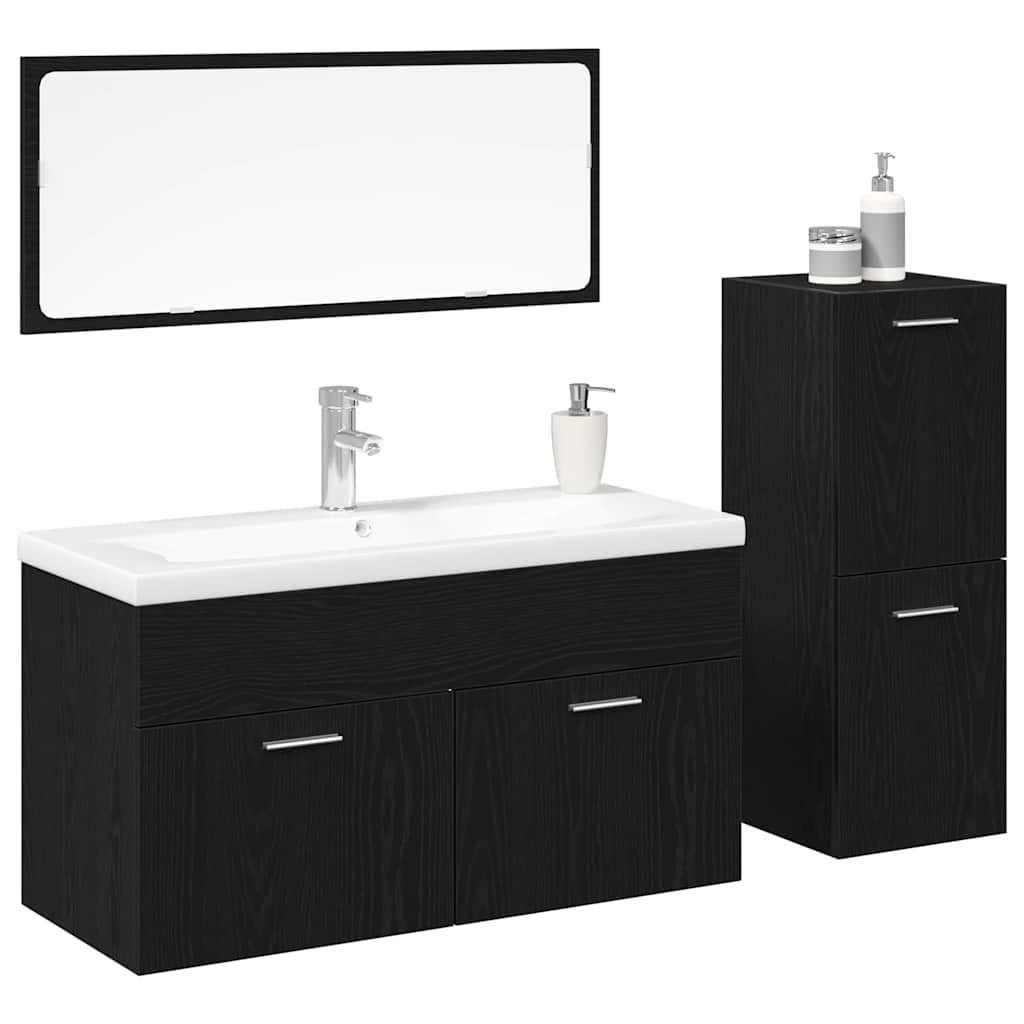 Set di Mobili da Bagno 4 pcs Rovere Nero 90 x 38,5 x 50 cm 3334353