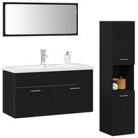 Set di Mobili per Bagno 4 pcs Rovere Nero 90 x 38.5 x 46 cm 3334354