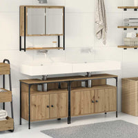 Set di Mobili da Bagno  in 3 Pezzi Rovere Artigianale Legno Ingegnerizzato 3334355