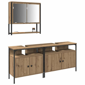 Set di Mobili da Bagno  in 3 Pezzi Rovere Artigianale Legno Ingegnerizzato 3334355