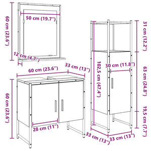 Set di mobili per il bagno 3 pcs Marrone 33 x 33 x 102.5 cm 3334357