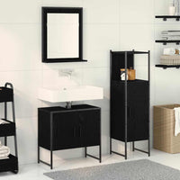 Set di mobile da bagno a 3 pezzi in legno ingegnerizzato effetto rovere nero 3334359