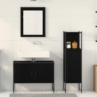 Set di mobile da bagno a 3 pezzi in legno ingegnerizzato effetto rovere nero 3334359