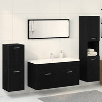 Set di mobili per bagno in 4 pezzi rovere nero legno ingegnerizzato 3334363