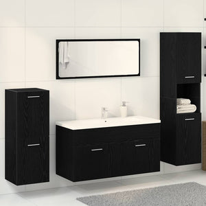 Set di mobili per bagno in 4 pezzi rovere nero legno ingegnerizzato 3334363