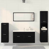 Set di mobili per bagno in 4 pezzi rovere nero legno ingegnerizzato 3334363