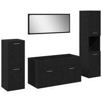 Set di mobili per bagno in 4 pezzi rovere nero legno ingegnerizzato 3334363