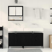 vidaXL Set di mobili per il bagno con porta 3 pcs Nero 80 x 30 x 44 cm
