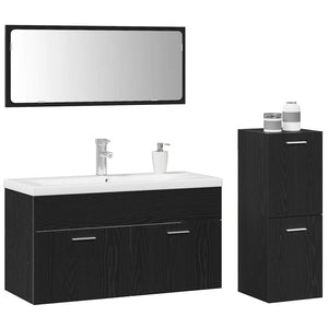 Set di Mobili da Bagno 4 pcs Rovere Nero 91 x 39.5 x 46 cm 3334370