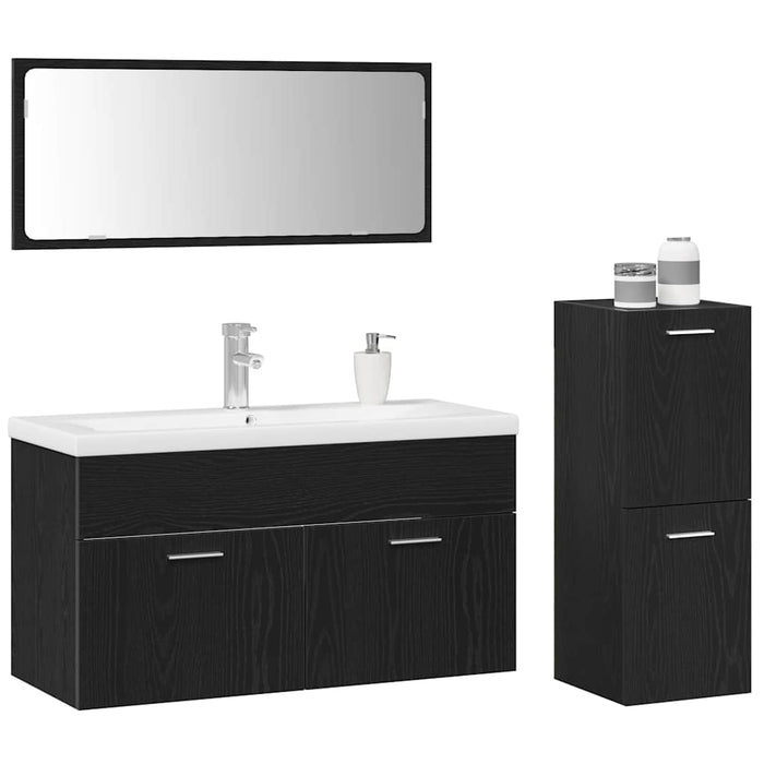 Set di Mobili da Bagno 4 pcs Rovere Nero 91 x 39.5 x 46 cm 3334370
