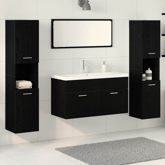 Set di Mobili per il Bagno 5 pcs Rovere Nero 30 x 30 x 130 cm 3334373