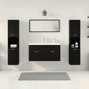 Set di Mobili per il Bagno 5 pcs Rovere Nero 30 x 30 x 130 cm 3334373