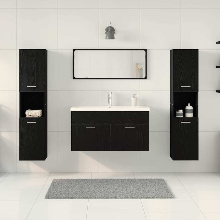 Set di Mobili per il Bagno 5 pcs Rovere Nero 30 x 30 x 130 cm 3334373