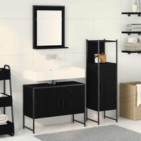 Set di mobili per bagno in 3 pezzi legno ingegnerizzato rovere nero 3334376