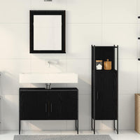 Set di mobili per bagno in 3 pezzi legno ingegnerizzato rovere nero 3334376
