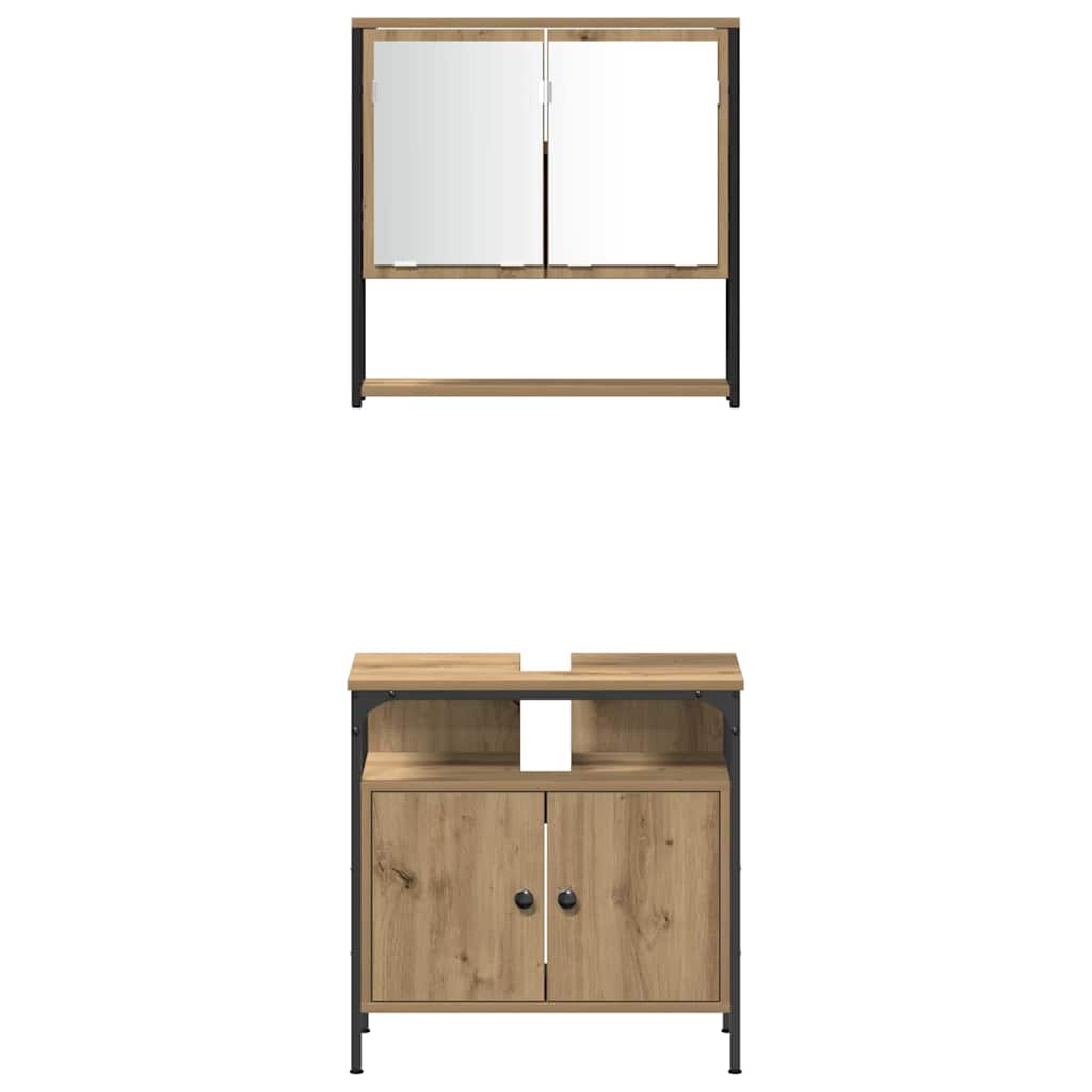 Set di Mobili da Bagno in 3 Pezzi Rovere Artigianale Legno Ingegnere 3334377