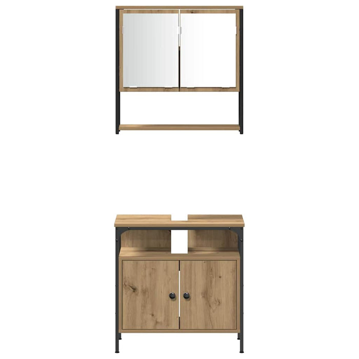 Set di Mobili da Bagno in 3 Pezzi Rovere Artigianale Legno Ingegnere 3334377