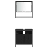 Set di Mobili da Bagno  3 Pezzi Quercia Nera Legno Ingenerizzato 3334378