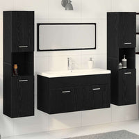 Set di mobili da bagno  5 pezzi in rovere nero legno ingegnerizzato 3334379