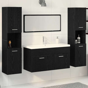 Set di mobili da bagno  5 pezzi in rovere nero legno ingegnerizzato 3334379