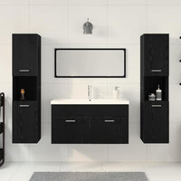 Set di mobili da bagno  5 pezzi in rovere nero legno ingegnerizzato 3334379