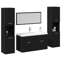 Set di mobili da bagno  5 pezzi in rovere nero legno ingegnerizzato 3334379