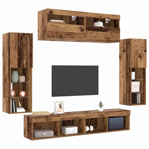 Set mobile TV 6 pz-Set di 6 Credenza per TV Legno vecchio Legno multistrato 519360