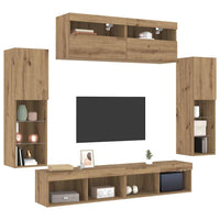Set mobile TV 6 pz-Set di 6 Credenza per TV rovere artigianale Legno multistrato 519190