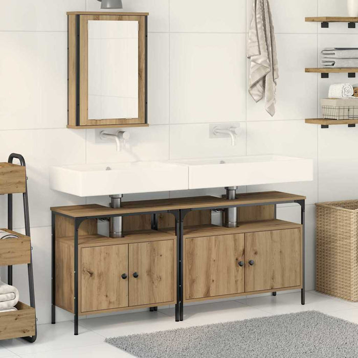 vidaXL Unità da Bagno 3 pcs Marrone 80 x 30 x 60 cm Legno multistrato