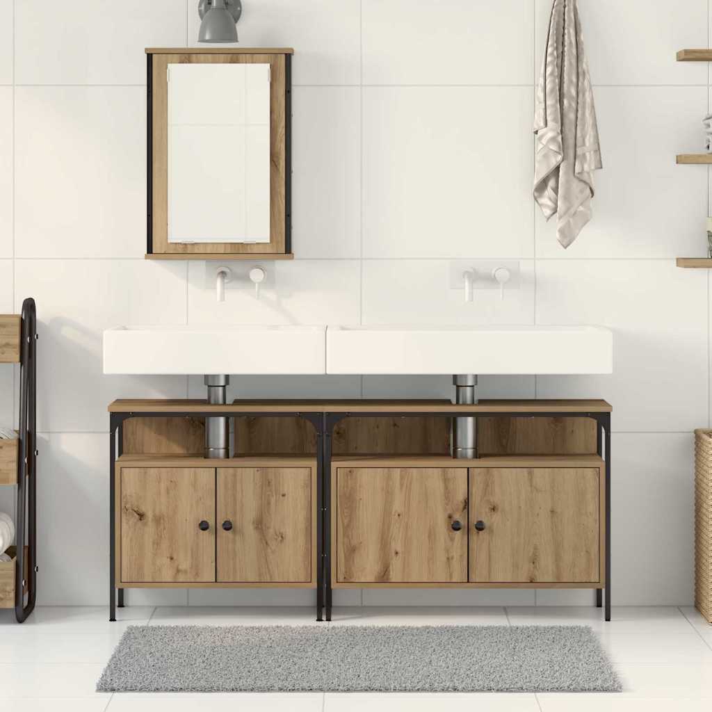 vidaXL Unità da Bagno 3 pcs Marrone 80 x 30 x 60 cm Legno multistrato