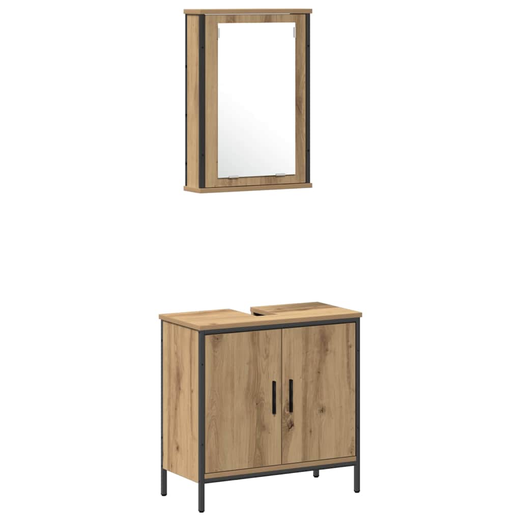 Set di mobili da bagno 3 pezzi in rovere artigianale in legno ingegnerizzato 3334400