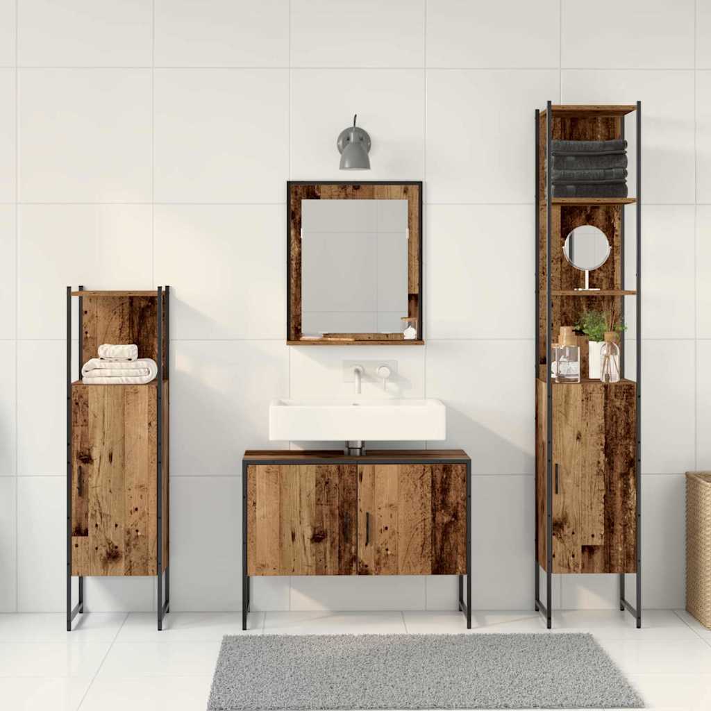 Set di Mobili da Bagno  4 Pezzi Legno Invecchiato Legno Ingenerizzato 3334402
