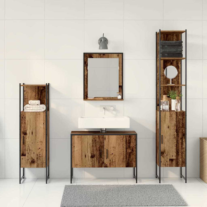 Set di Mobili da Bagno  4 Pezzi Legno Invecchiato Legno Ingenerizzato 3334402