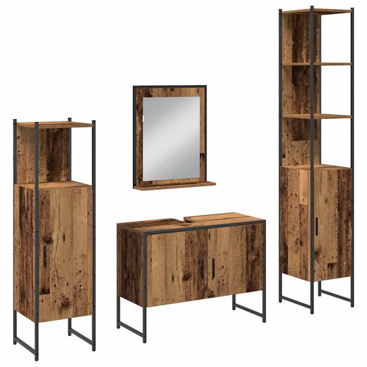 Set di Mobili da Bagno  4 Pezzi Legno Invecchiato Legno Ingenerizzato 3334402