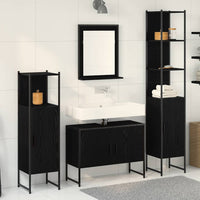Set di Mobili da Bagno  4 Pezzi Rovere Nero Legno Ingegnerizzato 3334404