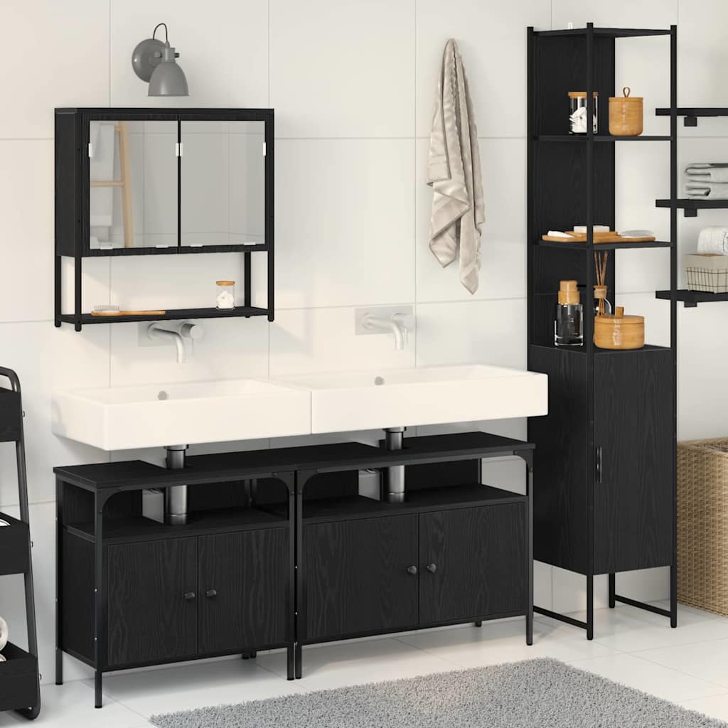 Set di mobili da bagno  in 4 pezzi - rovere nero, realizzati in legno ingegnerizzato. 3334406