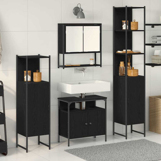 Set mobili bagno 4 pezzi - Rovere nero 3334408