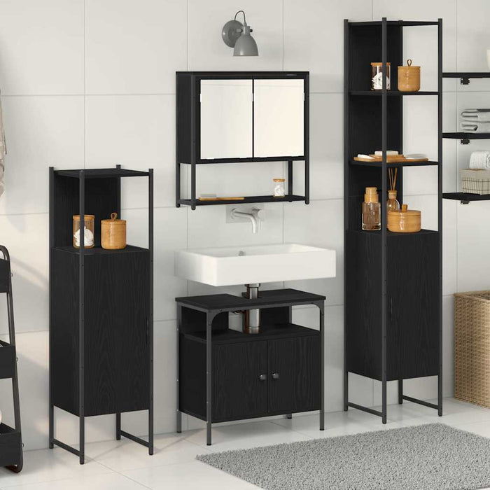 Set mobili bagno 4 pezzi - Rovere nero 3334408