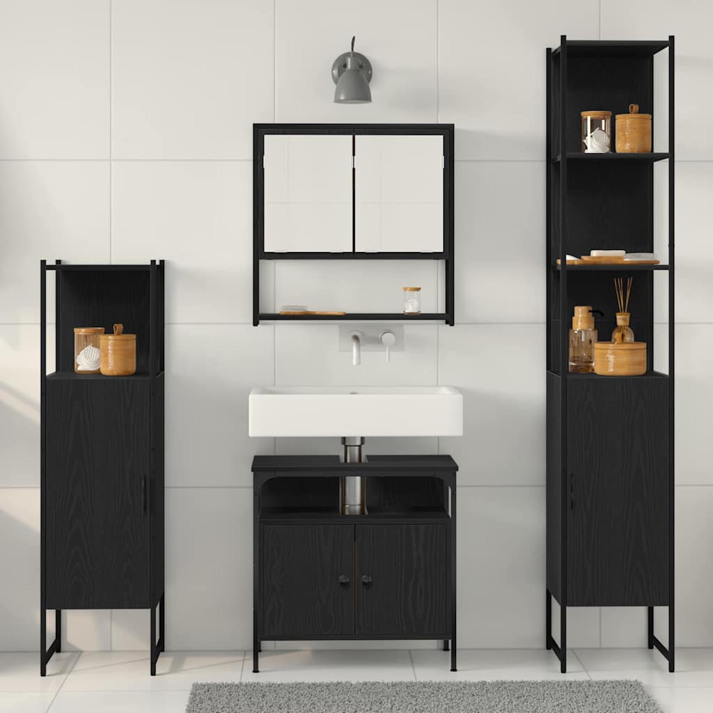 Set mobili bagno 4 pezzi - Rovere nero 3334408