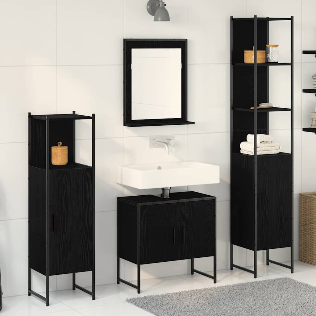 Set di mobili per bagno 4 pezzi rovere nero - Legno ingegnerizzato 3334411