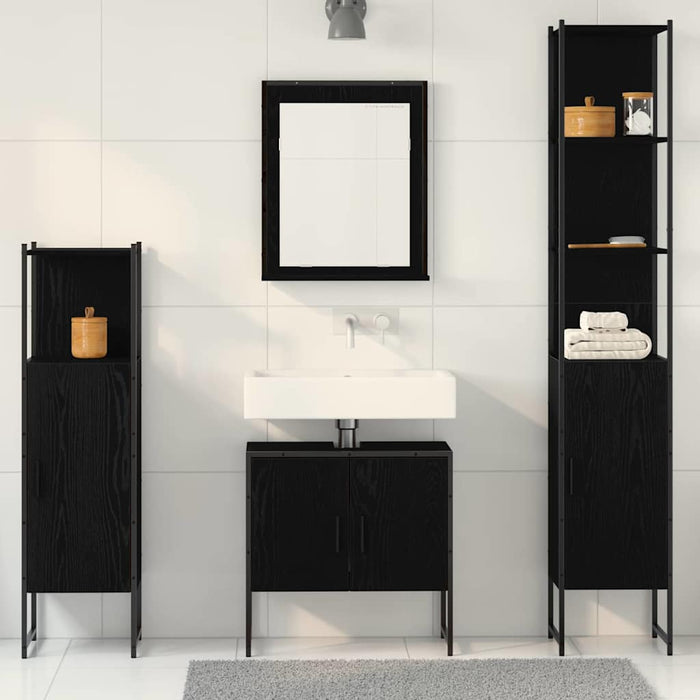 Set di mobili per bagno 4 pezzi rovere nero - Legno ingegnerizzato 3334411