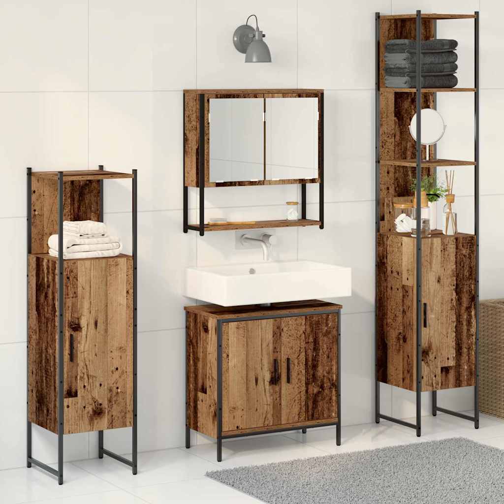 Set di Mobili da Bagno  a 4 Pezzi in Legno Invecchiato 3334412