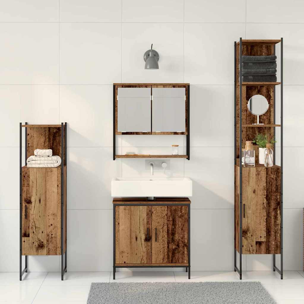 Set di Mobili da Bagno  a 4 Pezzi in Legno Invecchiato 3334412